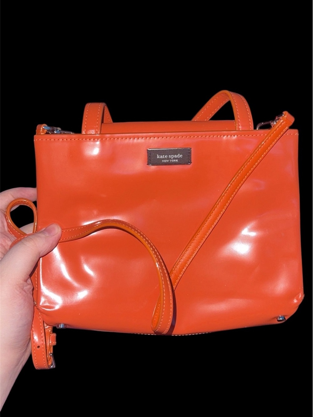 Kate Spade New York Orange Patent Crossbody Bag